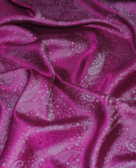 Ткань Шелк Жаккард "Огурцы"  0040 цвет малиновый абстрактный картинка 3