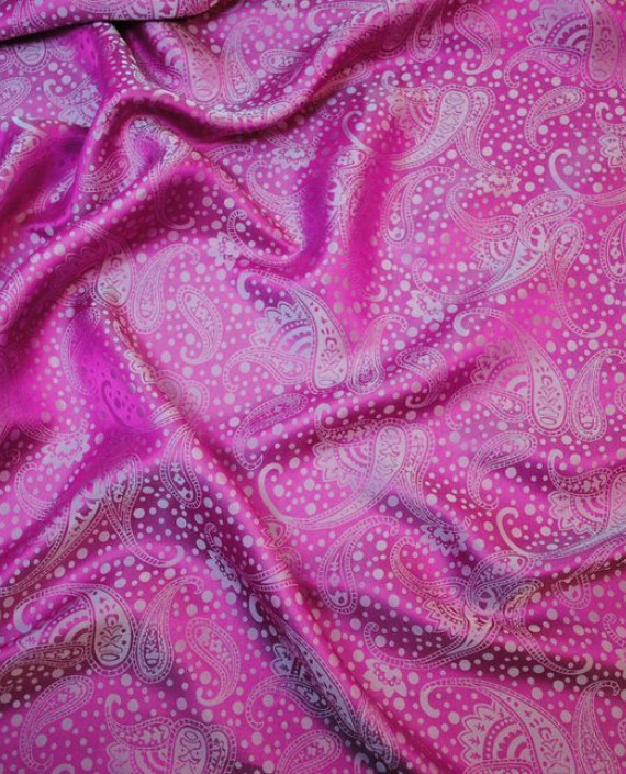 Ткань Шелк Жаккард "Огурцы"  0040 цвет малиновый абстрактный картинка 2