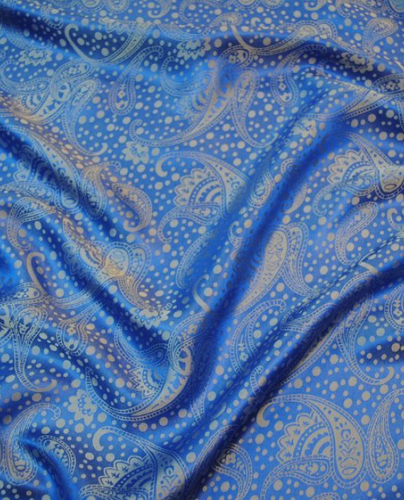 Ткань Шелк Жаккард "Лазурные огурцы" 0041 цвет голубой абстрактный картинка 5