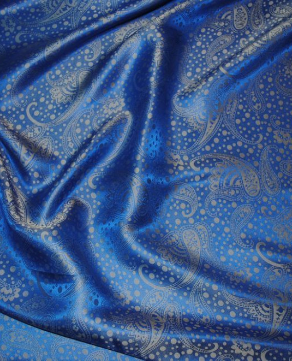 Ткань Шелк Жаккард "Лазурные огурцы" 0041 цвет голубой абстрактный картинка 1