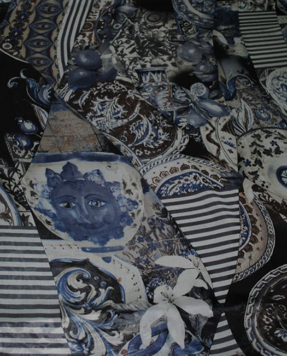 Ткань Шелк Шифон "Безвременье" 0059 цвет серый абстрактный картинка