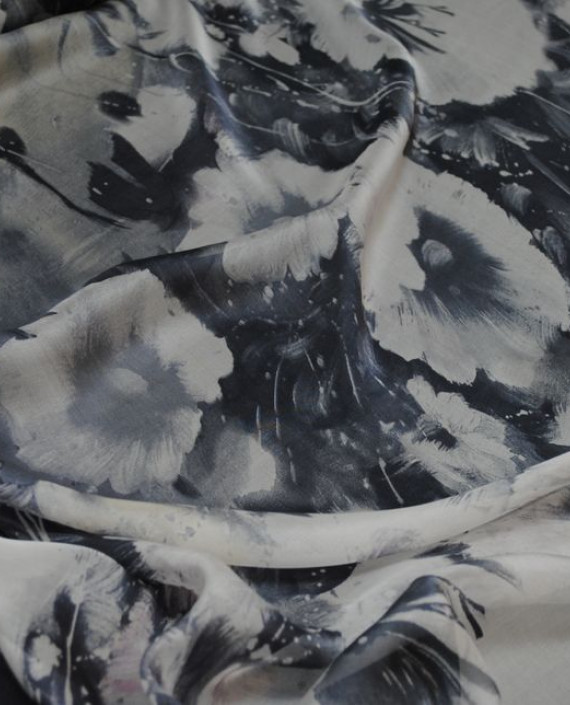 Ткань Шелк Шифон "Серые цветы" 0063 цвет серый цветочный картинка 1