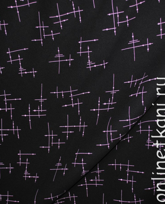 Ткань Шерсть "Феерия" 0018 цвет черный геометрический картинка 1