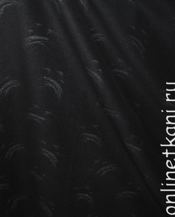 Ткань Шерсть "Серебряные мазки" 0019 цвет черный абстрактный картинка