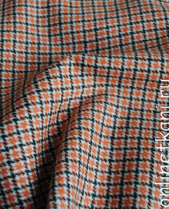 Ткань шерсть "Рыжая лапка" 0038 цвет оранжевый гусиная лапка картинка 1