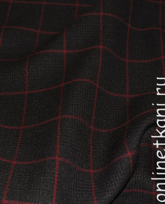 Ткань шерсть "Черное и красное" 0050 цвет черный картинка 1