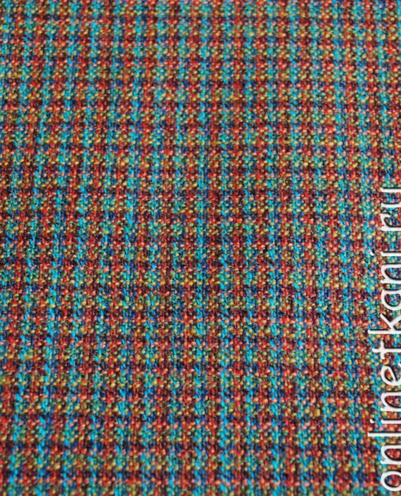 Ткань шерсть "Голубой и рыжий" 0054 цвет разноцветный в клетку картинка
