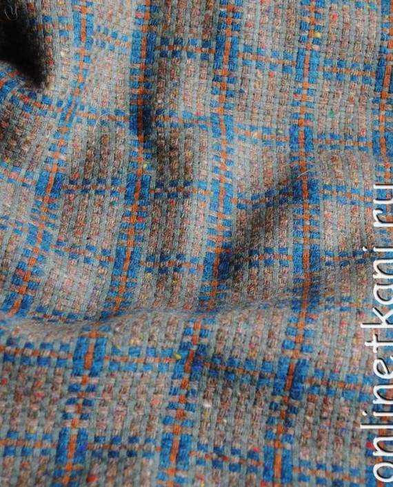 Ткань шерсть "Голубая клетка" 0074 цвет серый в клетку картинка 2