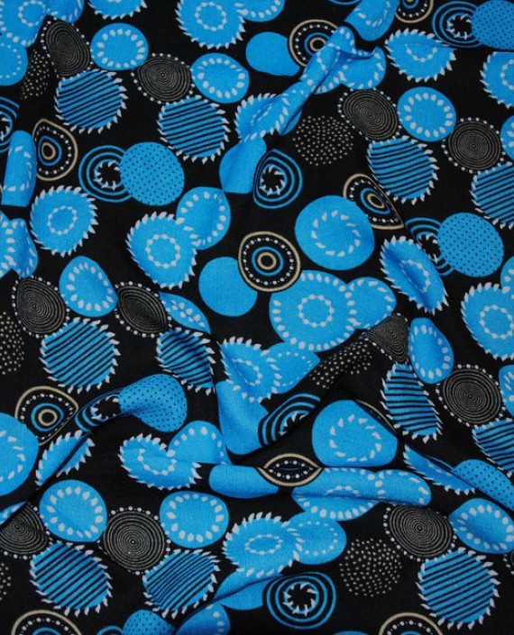 Ткань Штапель "Сферы" 037 цвет голубой геометрический картинка