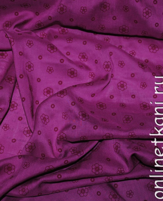 Ткань Штапель "Розовая поляна" 045 цвет сиреневый цветочный картинка
