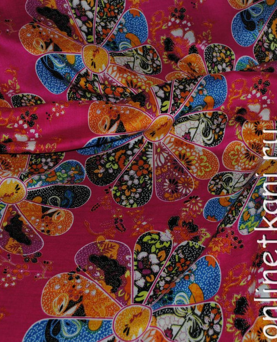 Ткань Штапель "Семицветик" 051 цвет малиновый абстрактный картинка 1