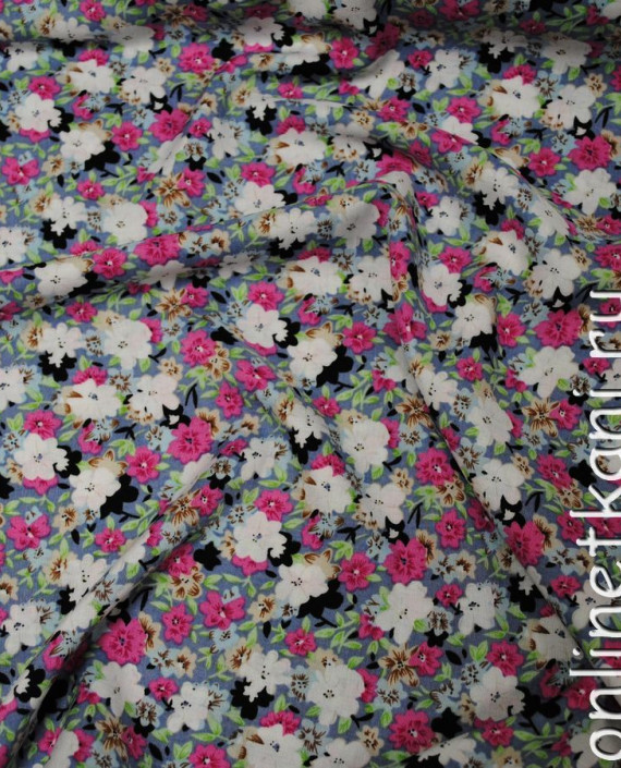 Ткань Штапель "Цветочная феерия" 053 цвет разноцветный цветочный картинка 2