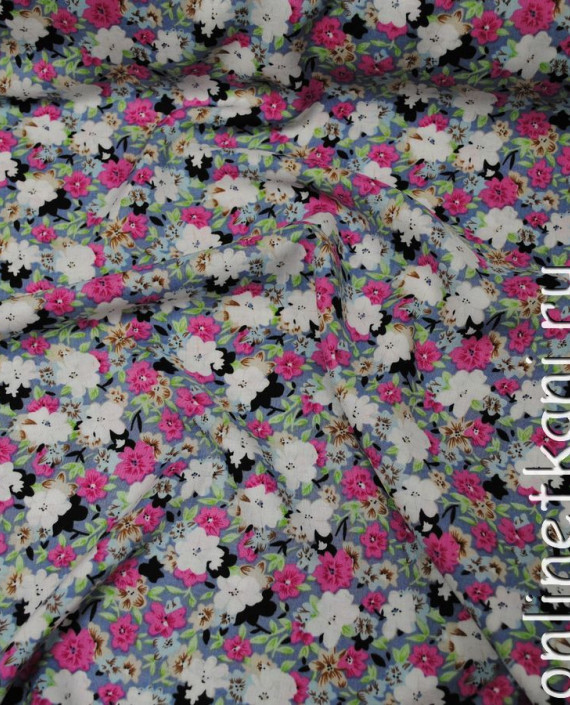 Ткань Штапель "Цветочная феерия" 053 цвет разноцветный цветочный картинка 1