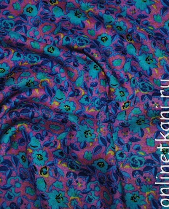 Ткань Штапель "Вечернее цветение" 058 цвет разноцветный цветочный картинка 3