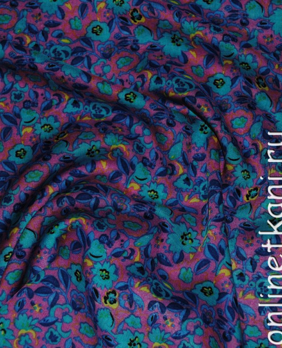 Ткань Штапель "Вечернее цветение" 058 цвет разноцветный цветочный картинка 2