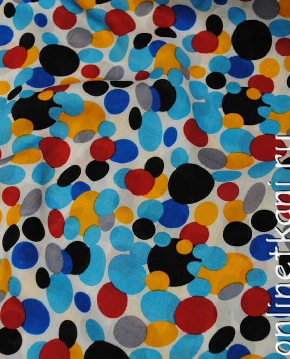 Ткань Штапель "Цветные пузыри-2" 059 цвет разноцветный геометрический картинка 3