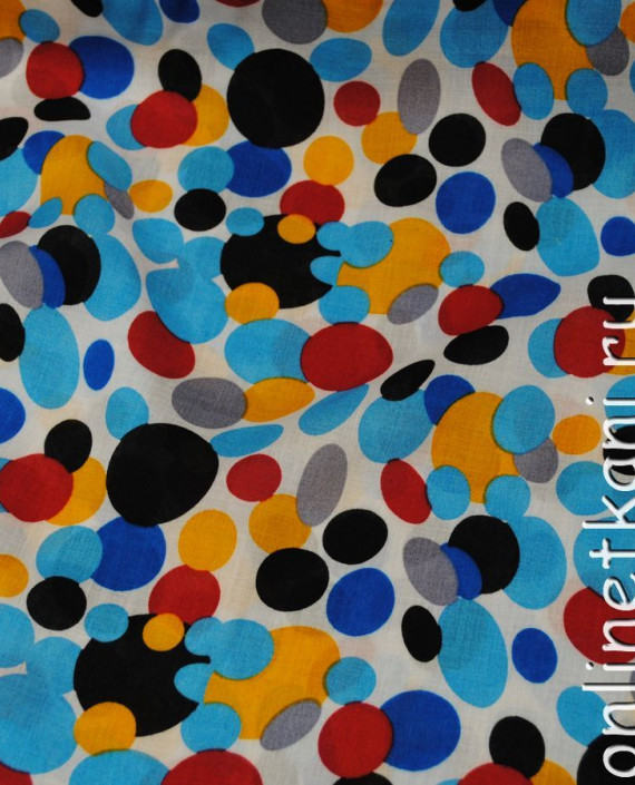 Ткань Штапель "Цветные пузыри-2" 059 цвет разноцветный геометрический картинка 2