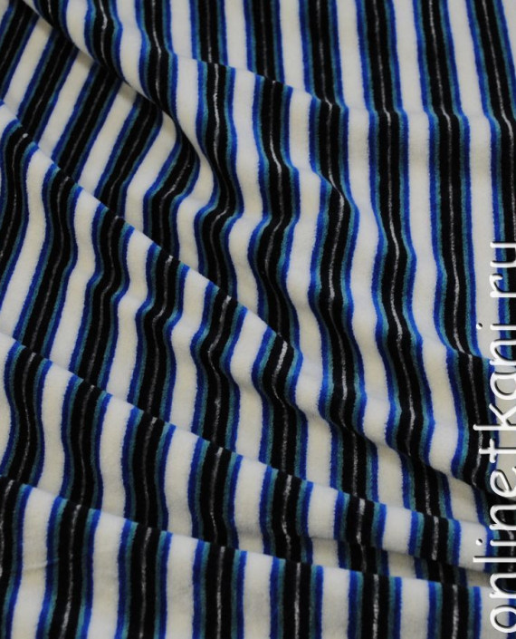 Ткань трикотаж (махра) "Синяя полоска" 0025 цвет синий полоска картинка