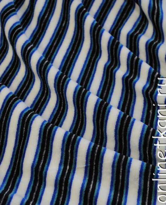 Ткань трикотаж (махра) "Синяя полоска" 0025 цвет синий полоска картинка 2