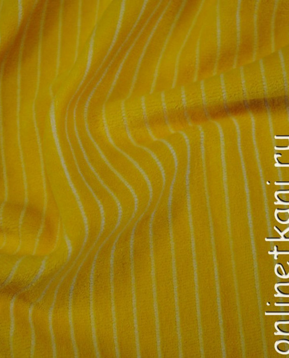 Ткань трикотаж (махра) "Желтая полоска" 0026 цвет желтый полоска картинка 1
