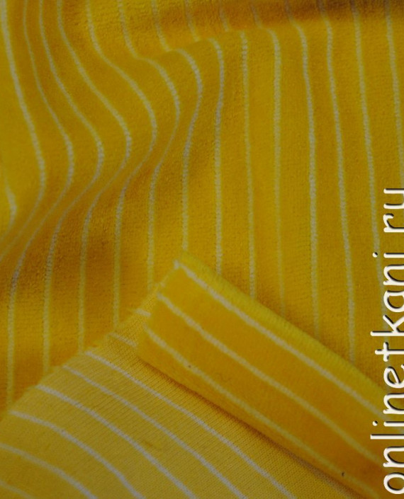 Ткань трикотаж (махра) "Желтая полоска" 0026 цвет желтый полоска картинка 2