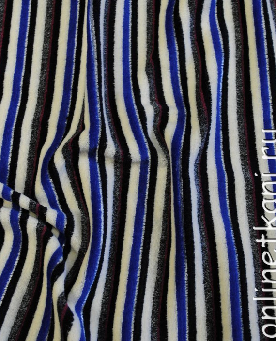 Ткань трикотаж (махра) "Фиолетовая полоска" 0027 цвет разноцветный в полоску картинка 2