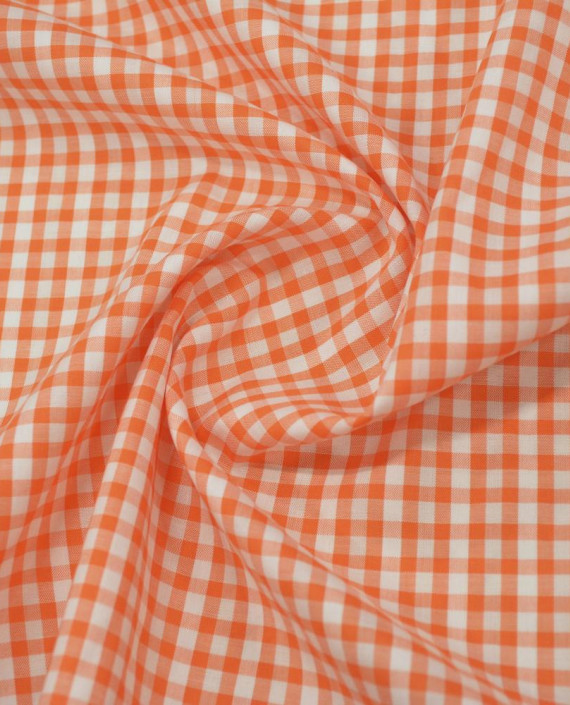 Хлопок рубашечный 3173 цвет оранжевый клетка картинка